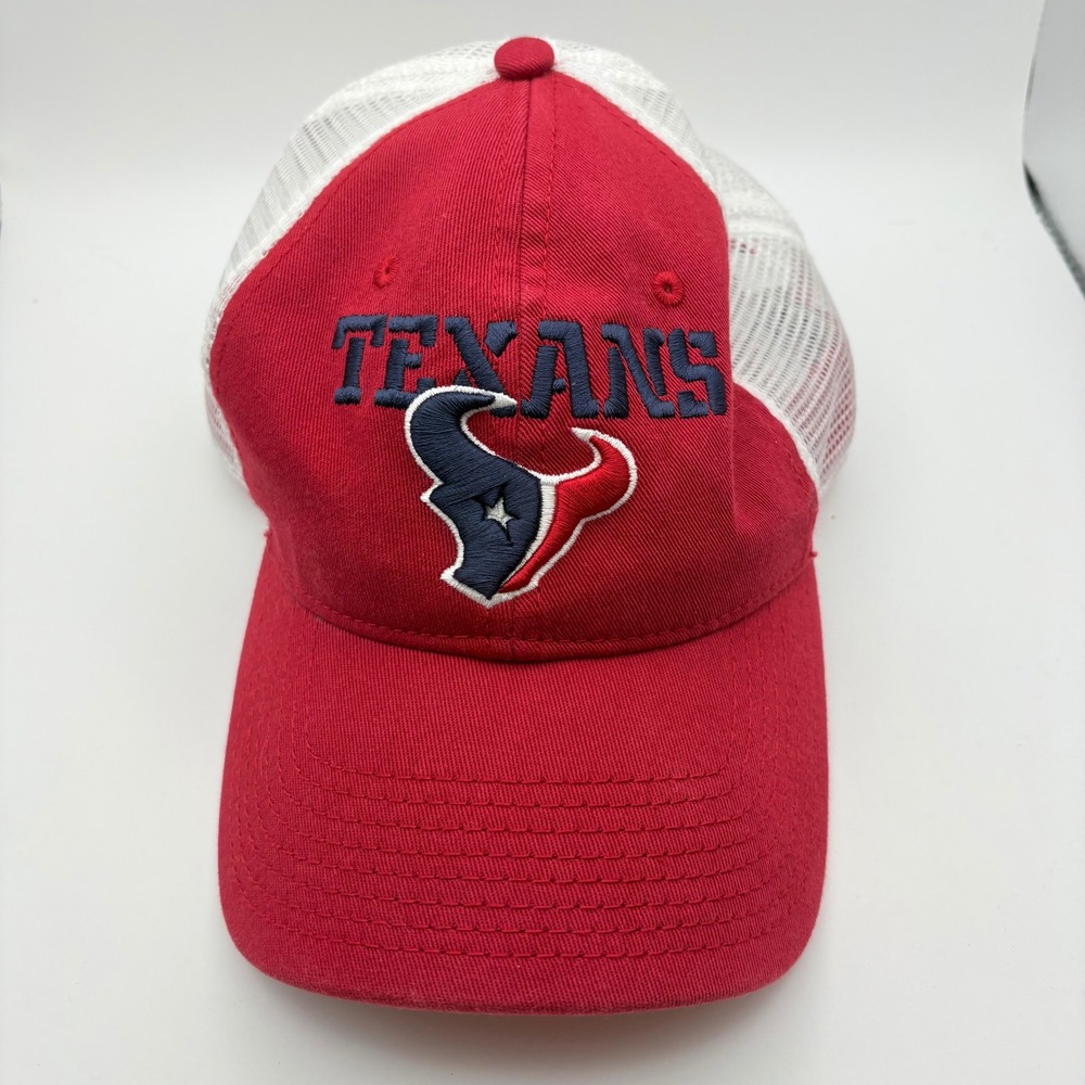 NFL Pro Line Mens OSFA Trucker Hat Red Houston Texans Mesh Snapback